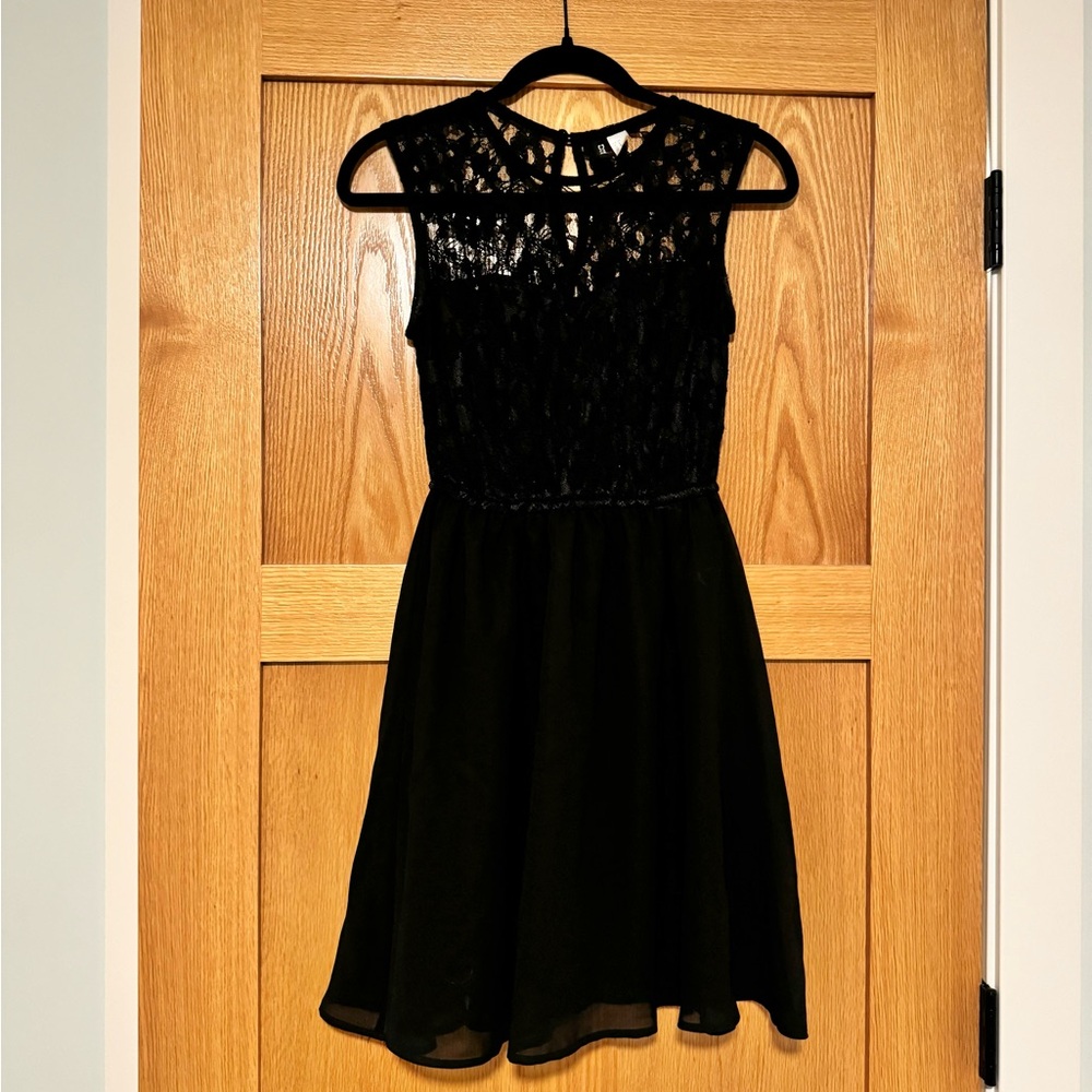 Divided Black Lace Mini Dress